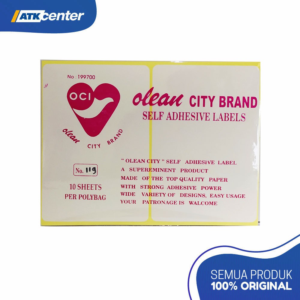 

Label Nama / Label Olean City No.119 Polos (10 Lembar)