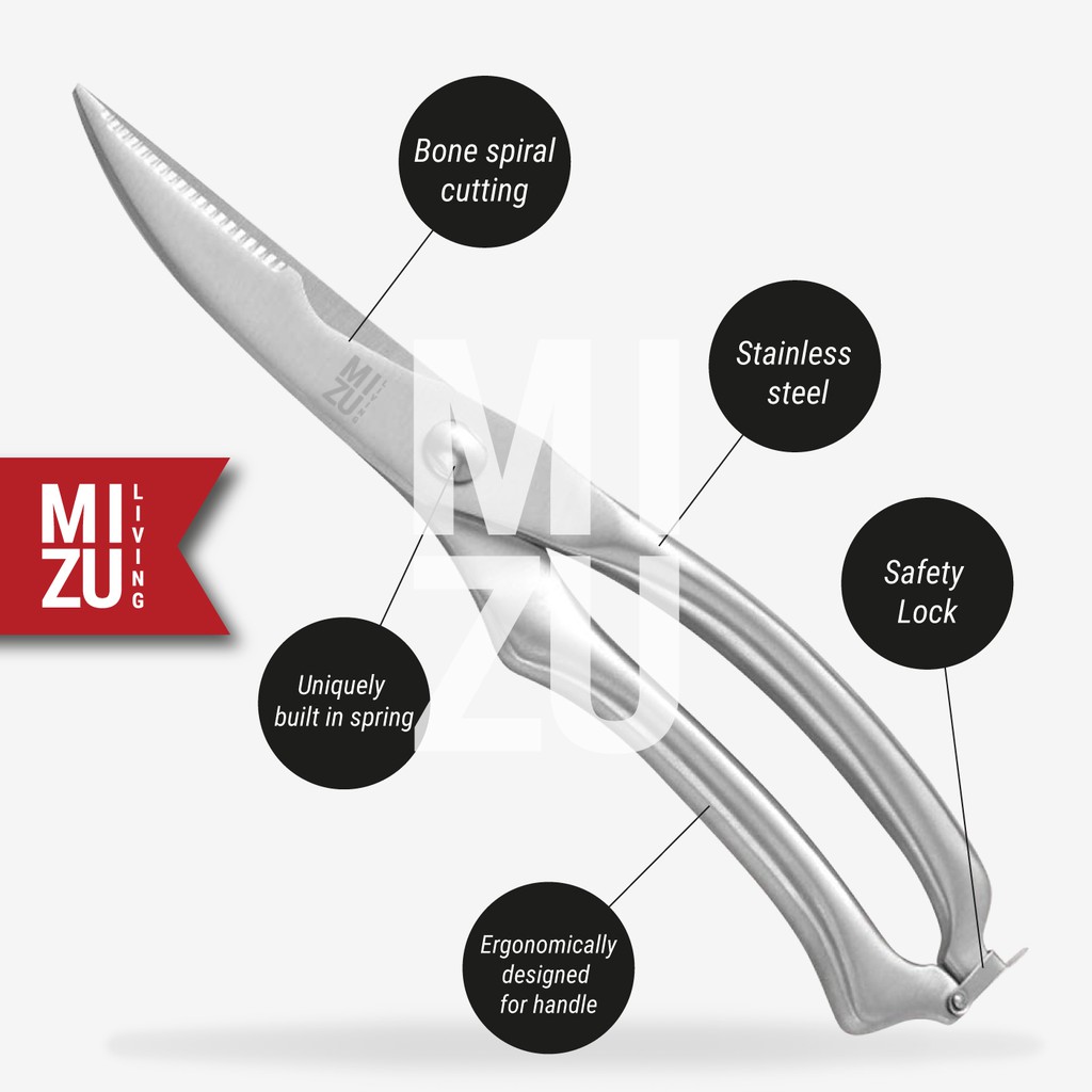 MIZU HONEHASAMI Meat Bone Fish Cutting Scissors Gunting Dapur Pemotong Tulang Daging Stainless Steel