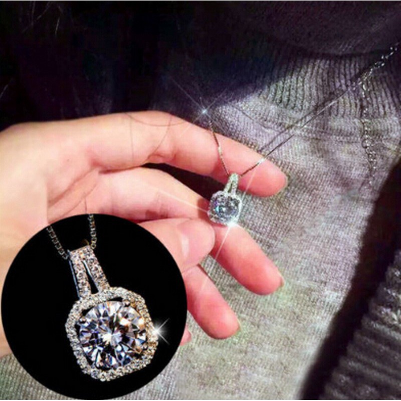 Fashion Micro Diamond Zirkon Liontin Kalung Wanita Klavikula Rantai Wanita Gaya Yang Sama Kepribadian Hadiah Ulang Tahun Pesta Pernikahan Pabrik Pengolahan