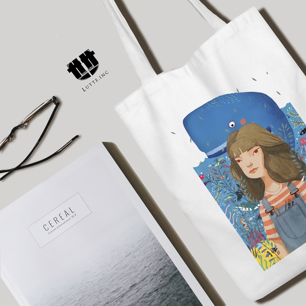 Tote bag Kanvas Original Lutte.Inc Totebag Laptop Tas Tote  Wanita ( Nya Series )