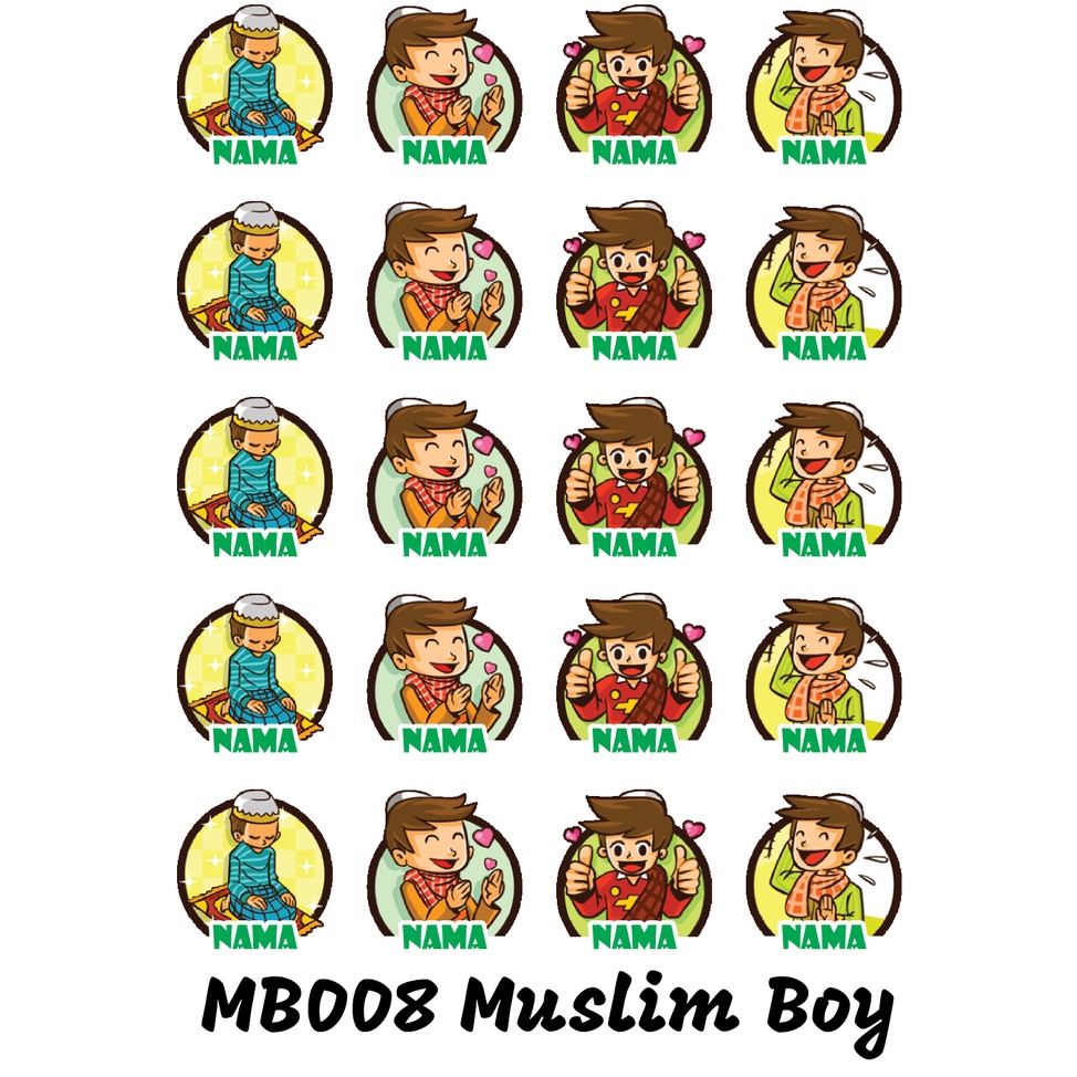 

Sticker Nama Cutting Label Waterproof Tahan Air Muslim Boy 08 (MB008)