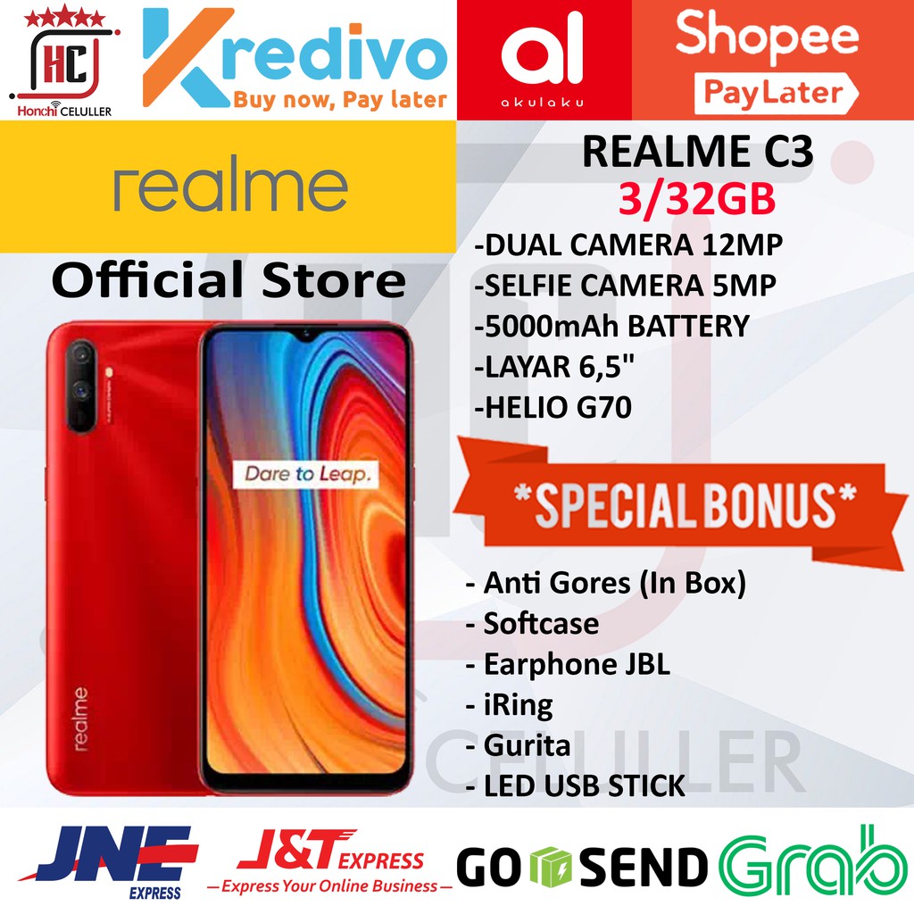 REALME C3 3/32GB GARANSI RESMI ORIGINAL FULL BONUS