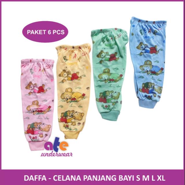 AT106-Daffa (6pcs) celana panjang bayi karakter S M L XL