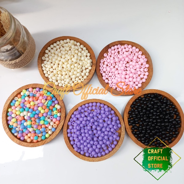 [ 20gr ] Mote Susu Bulat Manik Manik Bulat Pastel 4/6/8mm Bahan Kerajinan