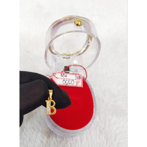 Lt1598E202E liontin model inisial nama huruf B permata emas kuning asli berat 0.650 kadar 70% 16k