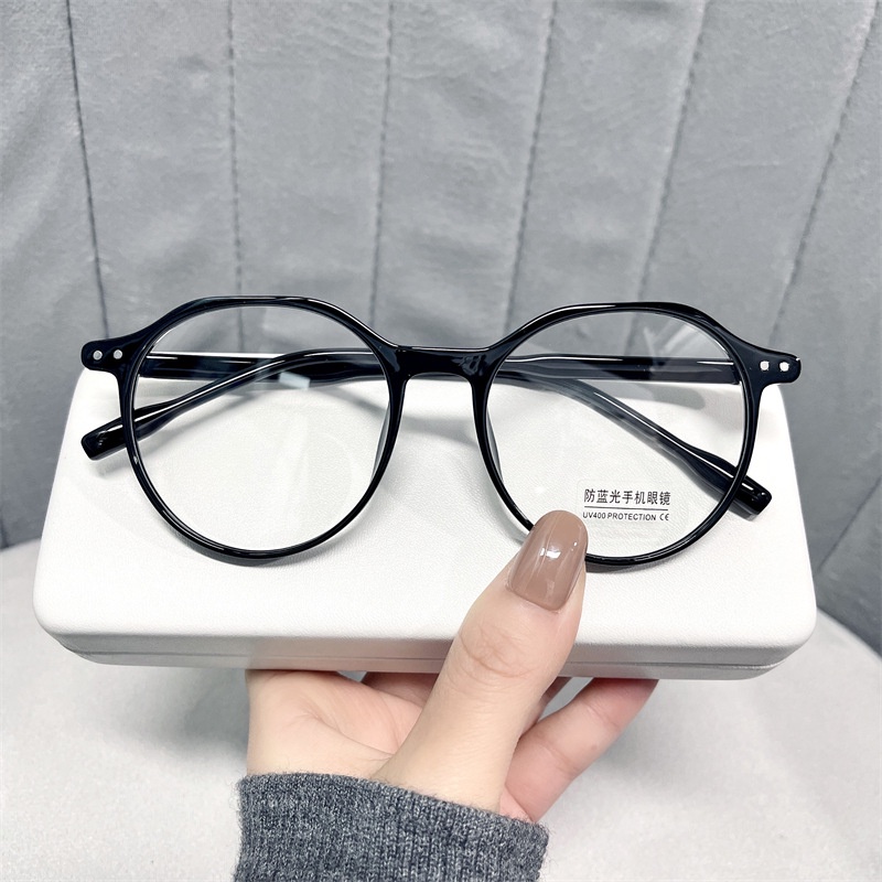 (YUZHU) Tr90 Kacamata Fashion Gaya Retro Korea Frame Bulat Bahan Metal Untuk Wanita