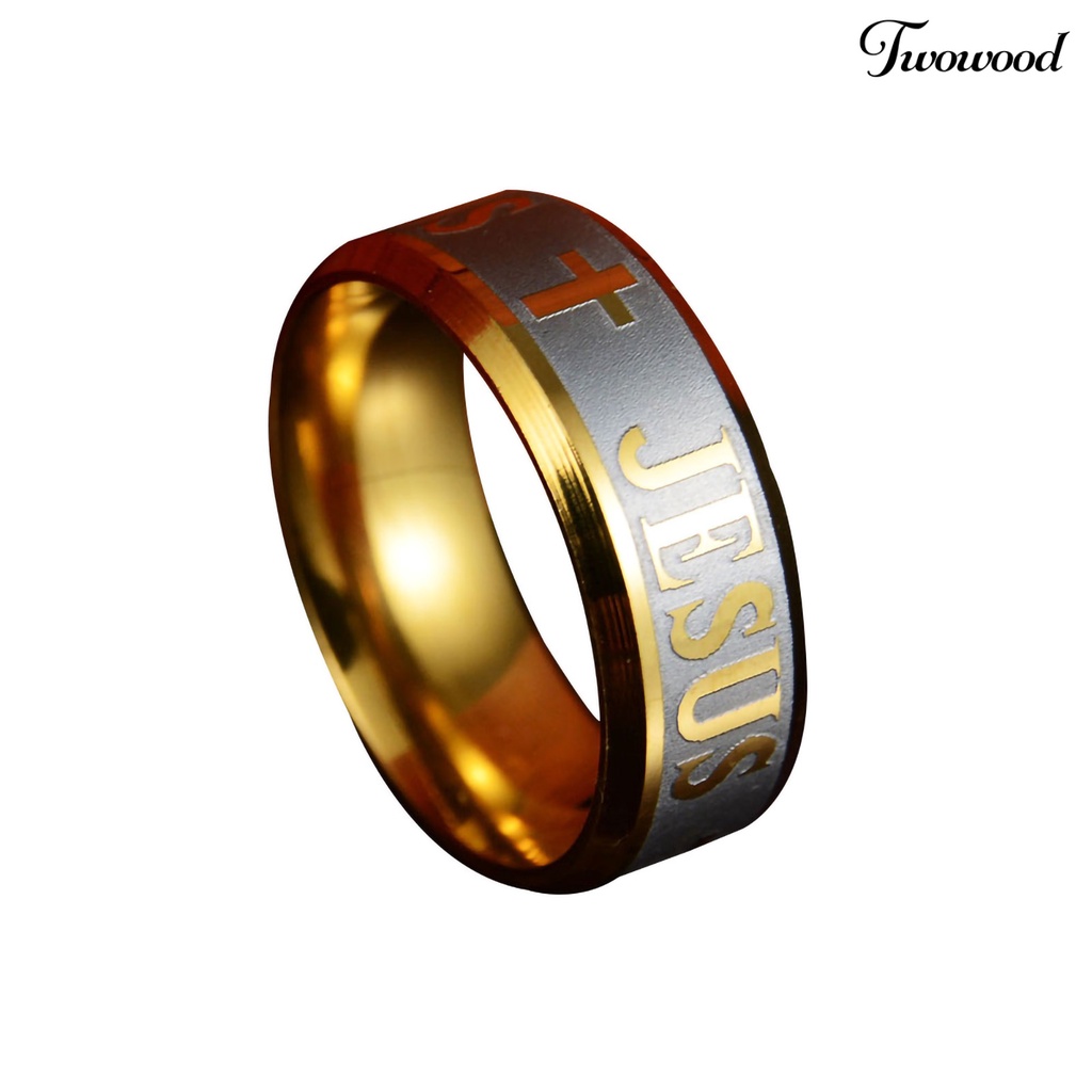 Cincin Bahan Stainless Steel Motif Salib Yesus Untuk Pria Dan Wanita