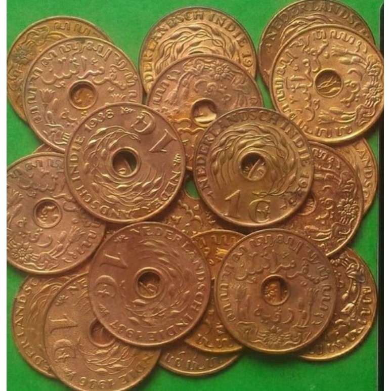 uang kuno 1 cent bolong tahun 1945 asli uang kuno indonesia koleksi hobi antik
