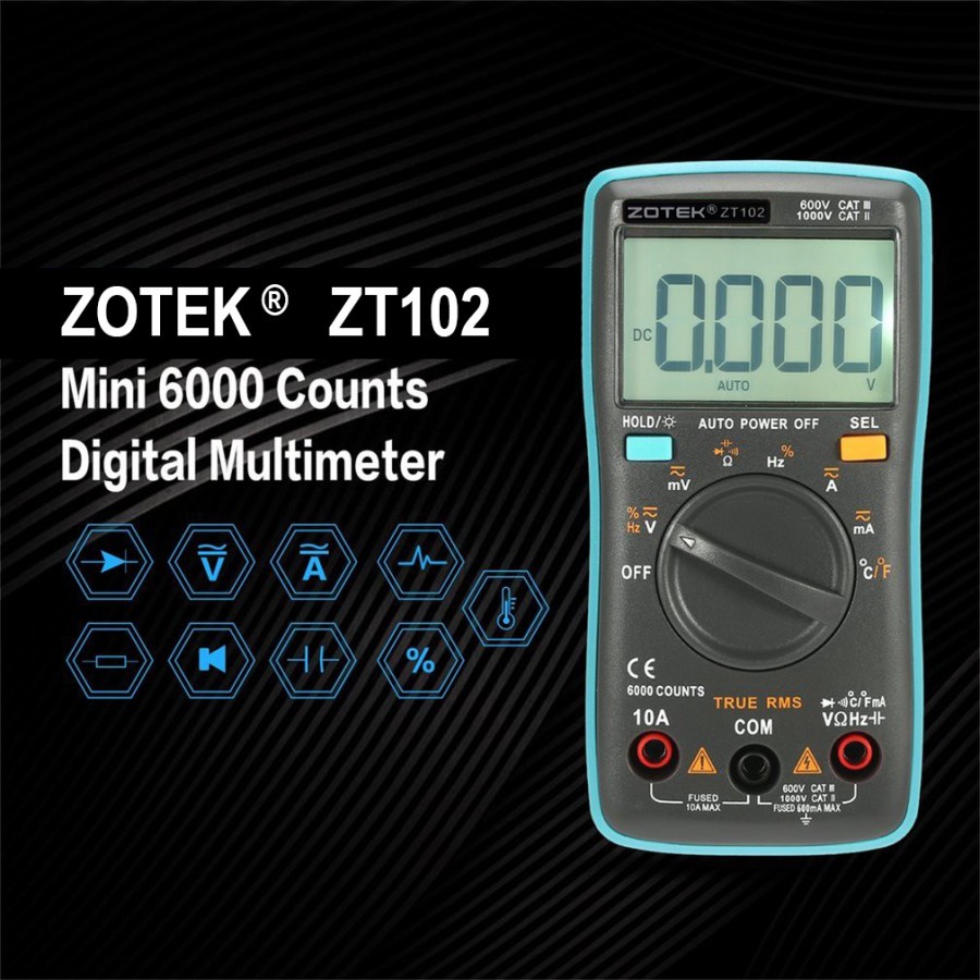 ZOTEK ZT102 Digital Multimeter AVOMeter Multitester AC DC ZT-102 - FER