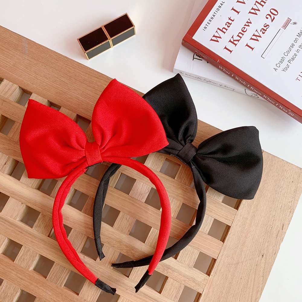 HBPI headband pita besar bow kiki's delivery service bando wanita merah hitam aksesoris rambut