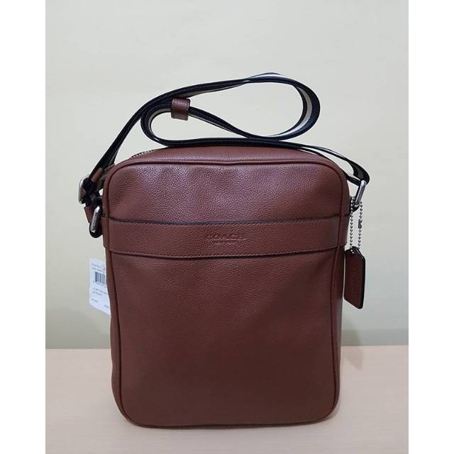 Tas Selempang Cowok Coach Original / Coach Men Flight Bag Dark Saddle