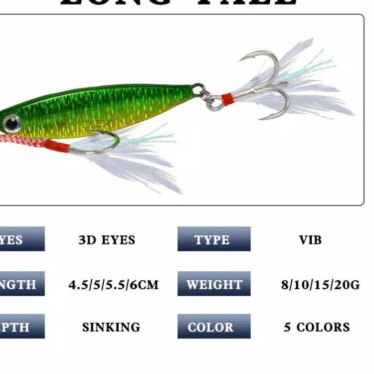 ✩ umpan casting umpan pancing metal jig berat 10g fishing lure berbulu umpan jiging laut Paling jitu