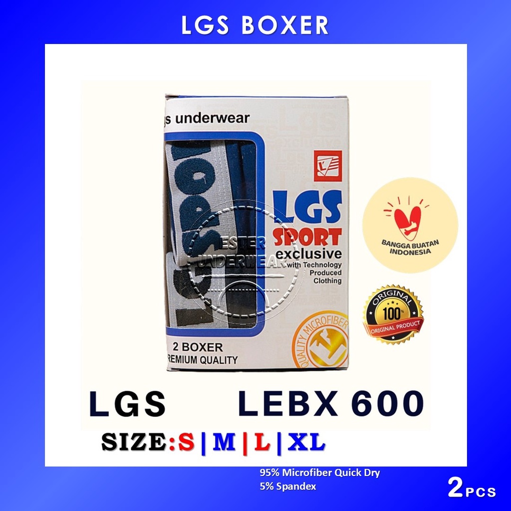 Celana Boxer Pria LGS  600 ISI 2Pcs |Celan Boxer LGS SPORT