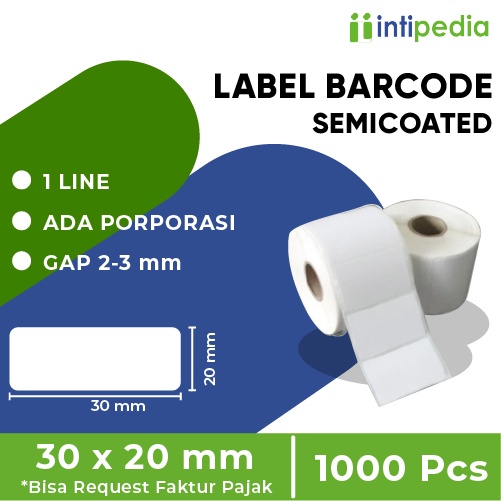 

LABEL BARCODE SEMICOATED 30 MM x 20 MM ISI 1000 PCS MURAH