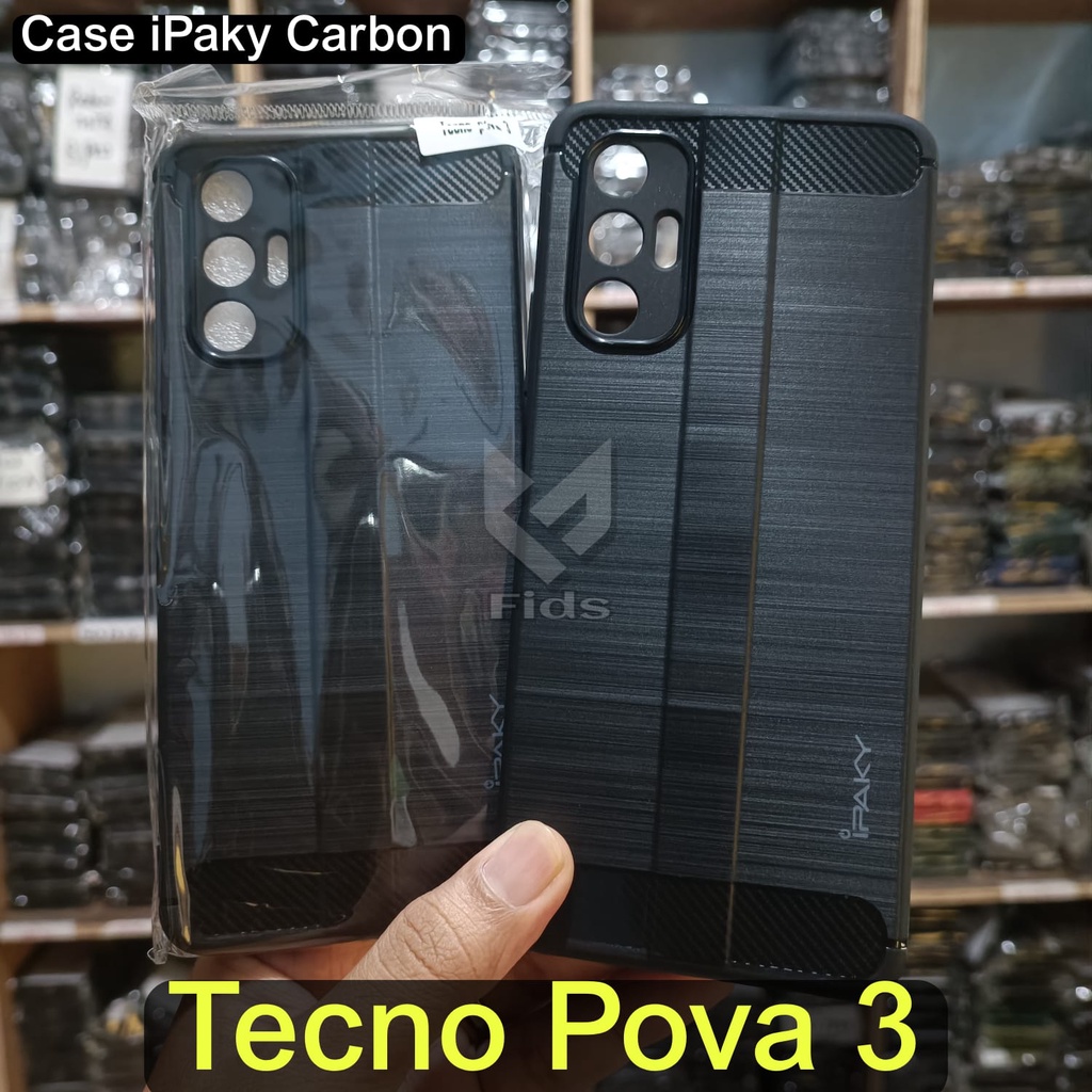 PROMO Soft Case Tecno Pova 3 Case Ipaky Carbon Carbon Premium Softcase Rugged Armor