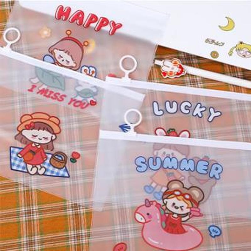 MURMURE.ID | ZIPPER BAG TRANSPARAN KARAKTER LUCU TEMPAT PENSIL KOREA PC034-5