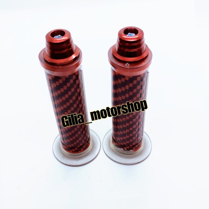 Handgrip Carbon Karet plus Jalu stang Universal Handfat Carbon Transparan warna plus Jalu Stang