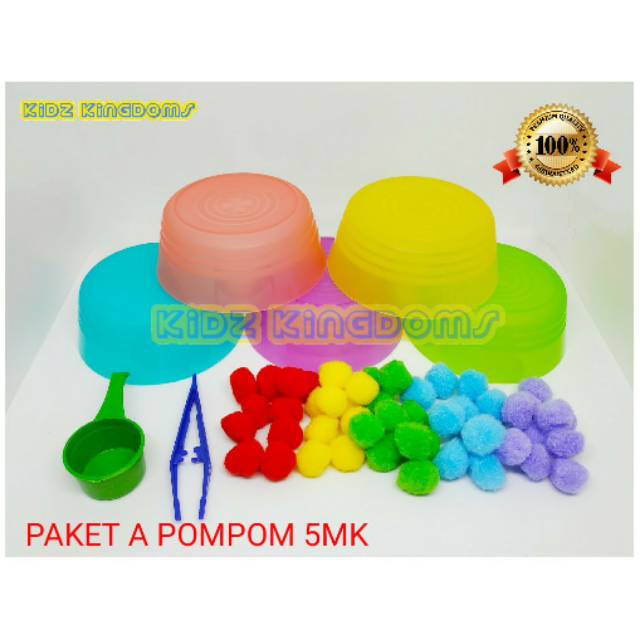 Mainan Edukasi Montessori Sensory Toys Paket Pompom pom pom + Mangkuk Sortir Lengkap