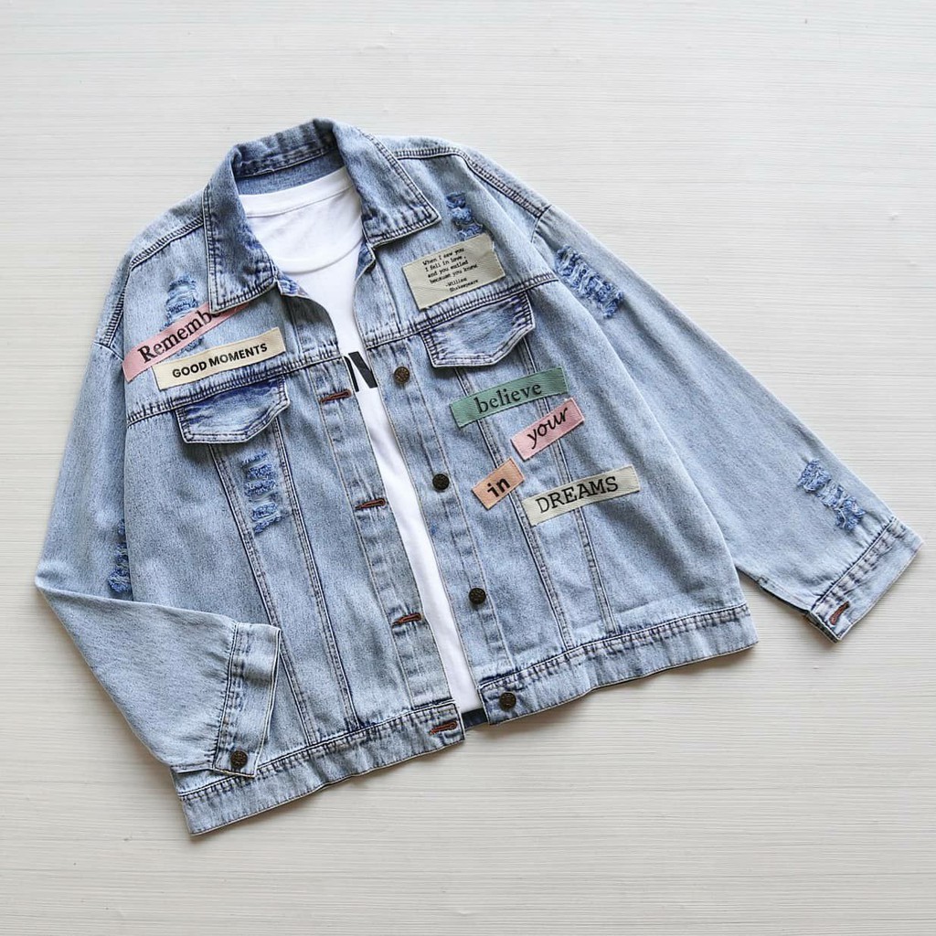 OVERSIZE JAKET JEANS PATCH BELIEVE