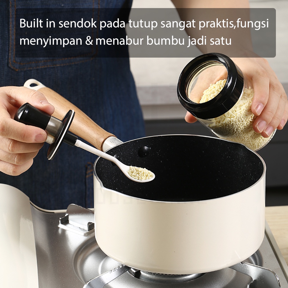 HUGO Tempat Bumbu Dapur Garam Gula Lada Minyak Goreng Serbaguna Botol Kaca Kedap Udara Premium Quality