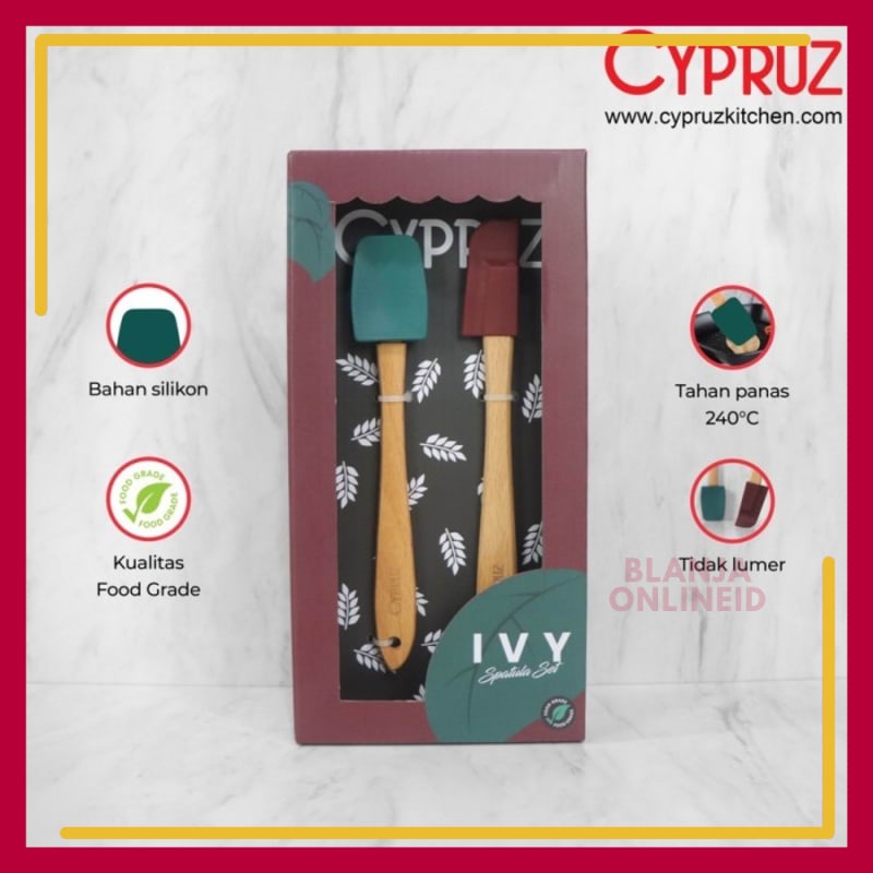 Cypruz AM 1514/AM1514 Utensil Ivy Spatula Silicone Set 2PCS Food Grade