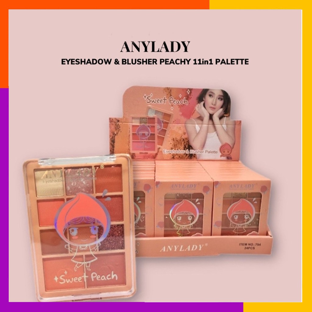 ANYLADY EYESHADOW &amp; BLUSHER PALLETE / EYESHADOW SWEET PEACH