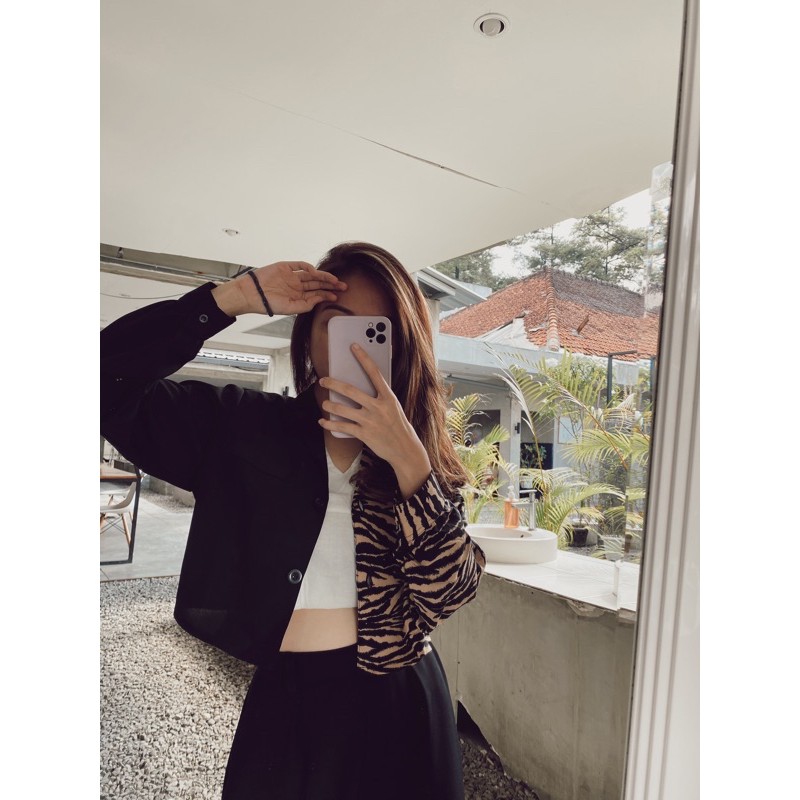 zebra top &amp; culotte in black