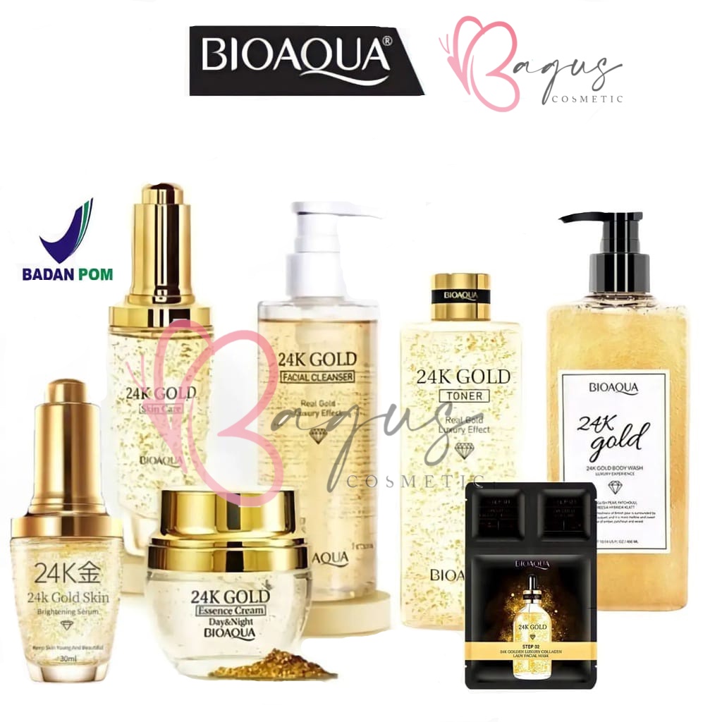 ⭐BAGUS⭐BIOAQUA 24K GOLD SERIES | Cream Cleanser Serum Toner