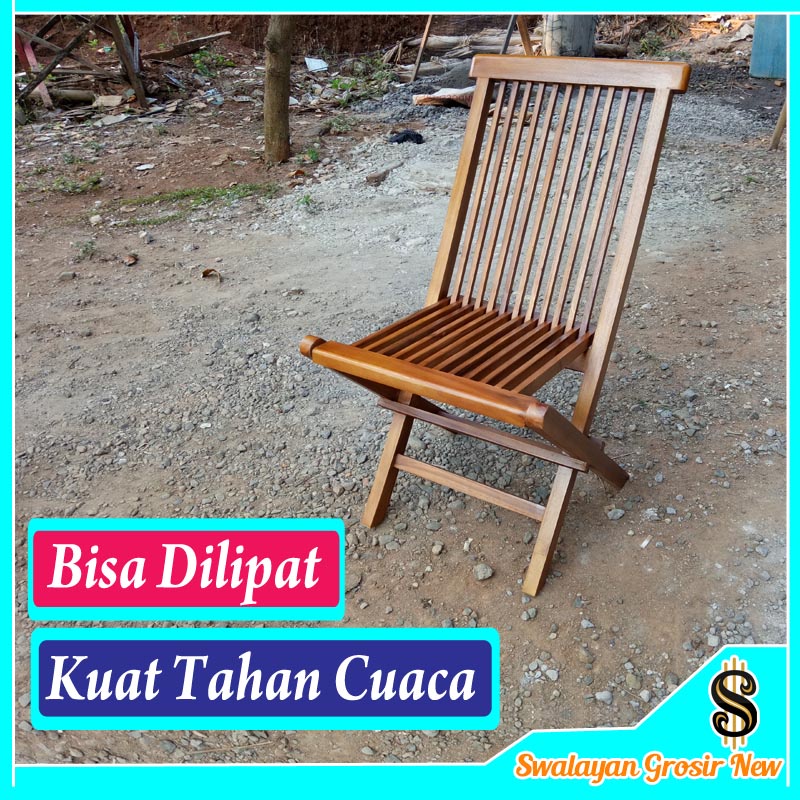 Bangku dan Kursi Taman Minimalis Lipat Outdoor dari Bahan Full Kayu Jati