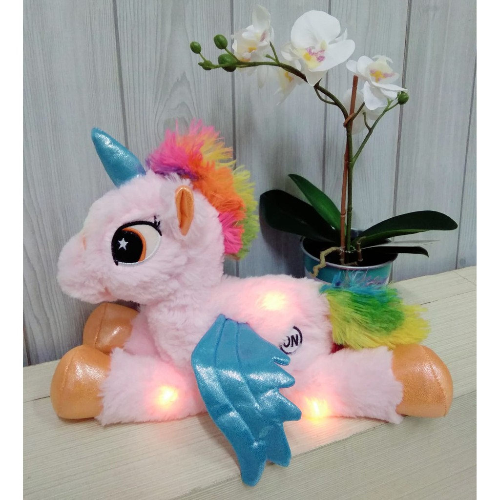 Boneka Unicorn Bulu Lampu LED 33cm/13&quot;/boneka animal/boneka unicorn/boneka LED