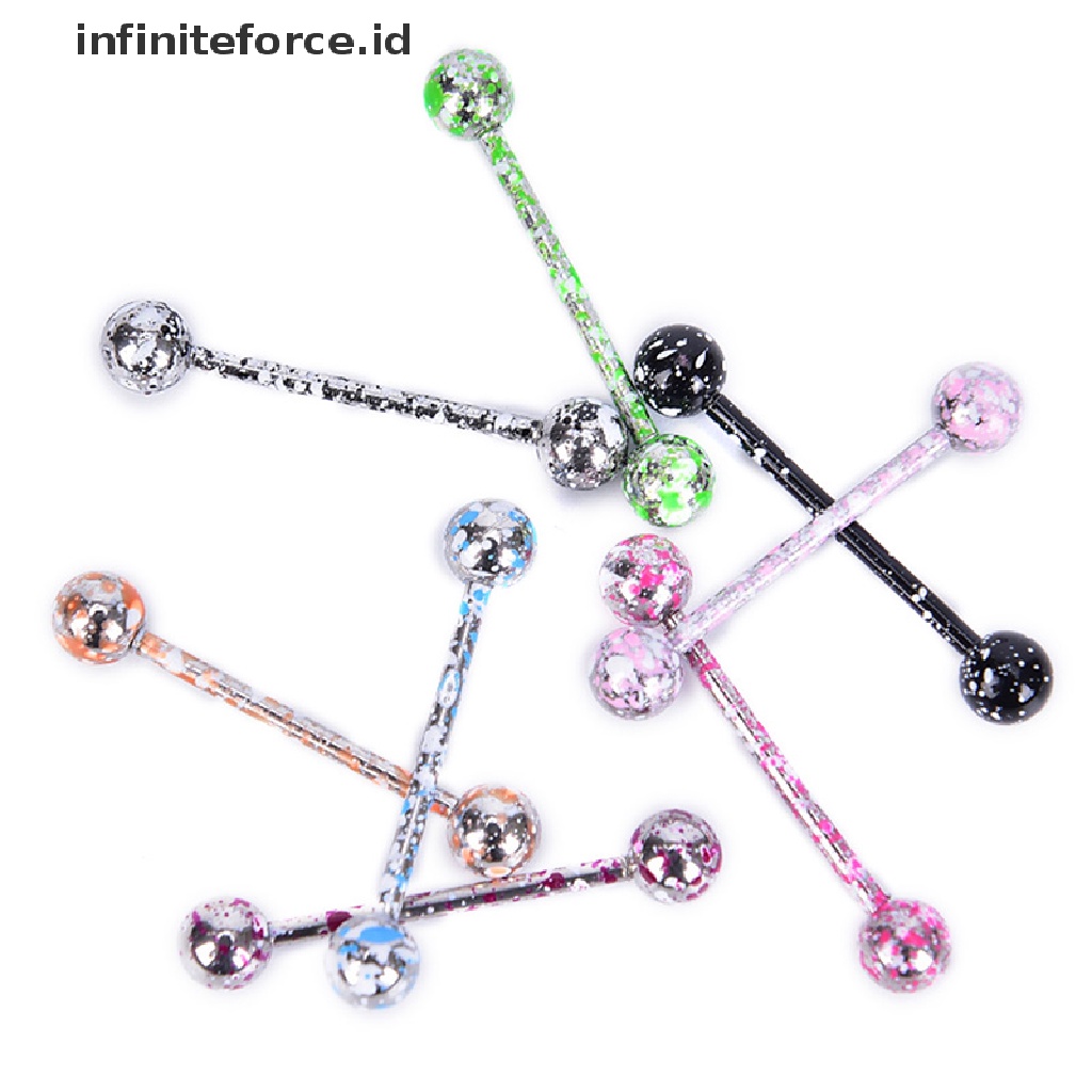 Infiniteforce.id 8pcs / Set Cincin Tindik Lidah / Tubuh Bahan Stainless Steel Warna Campur