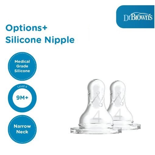 Dr. BROWN'S 2pcs Nipple Natural Flow Standard Neck Teat Narrow Neck