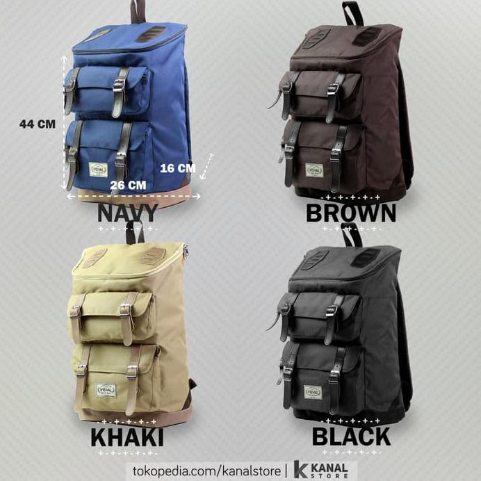 Visval Majestic Tas Ransel Backpack Dan Laptop Pria Untuk Backpacker - Beige