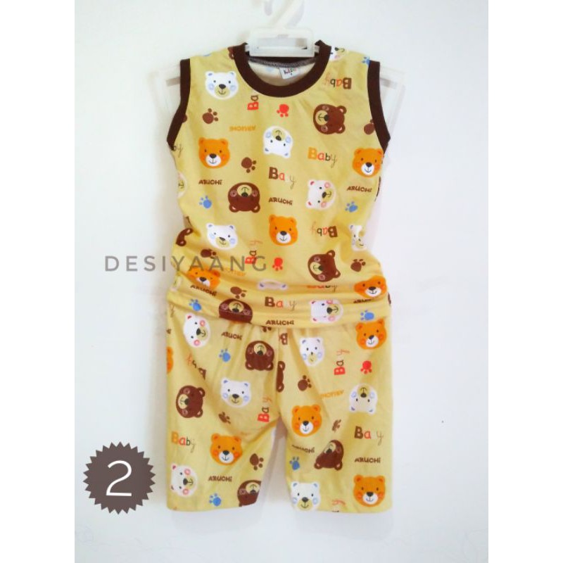 paket Isi 2 STEL Setelan bayi Anak Kutung  Size Xs Usia 5 6 7 8 9 10 11 12 - 16 bulan
