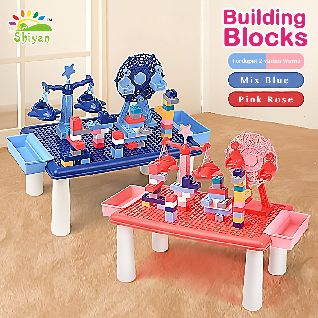 [Shiyan] Mainan edukasi anak / mainan blok 69 pcs puzzle blocks set with mini table set