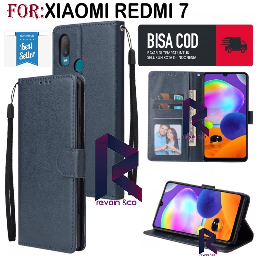 FLIP COVER XIAOMI REDMI 7 FLIP WALLET LEATHER KULIT PREMIUM SARUNG BUKA TUTUP KESING HP FLIP CASE XIAOMI REDMI 7