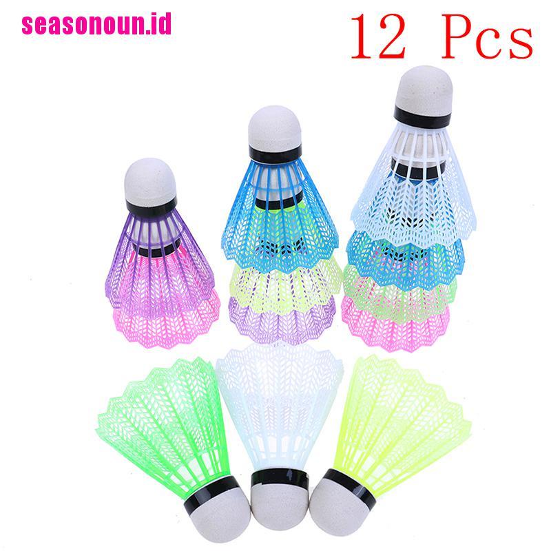 12pcs Kok Badminton Bahan Plastik Warna-Warni Untuk Latihan