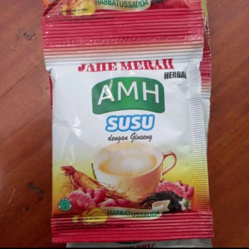 

Jahe Merah Amh Susu Ginseng Plus Habbatusauda / Minuman Herbal Penghangat Badan 10 Sachet