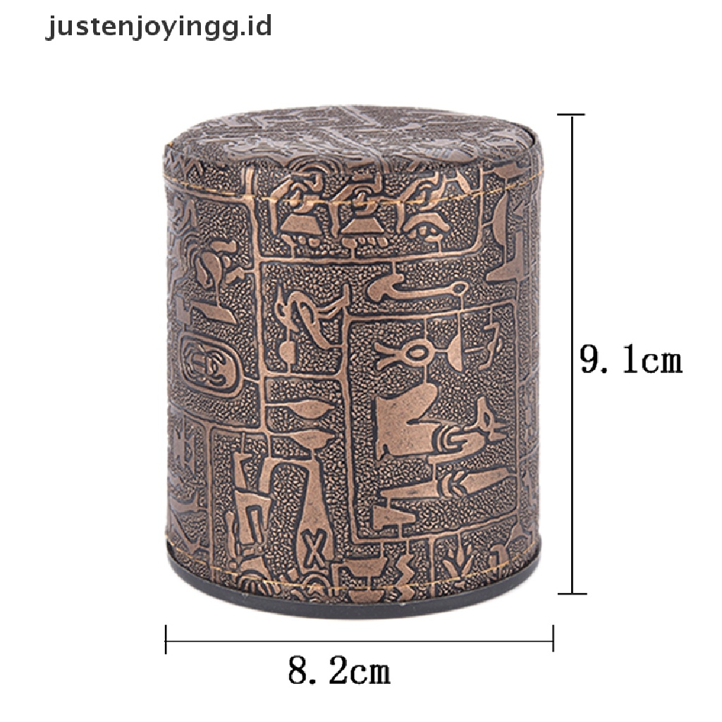 // justenjoyingg.id // 1 pc High Quality Brown Leather Rune Dice Cup PU leather 82x82x91mm ~