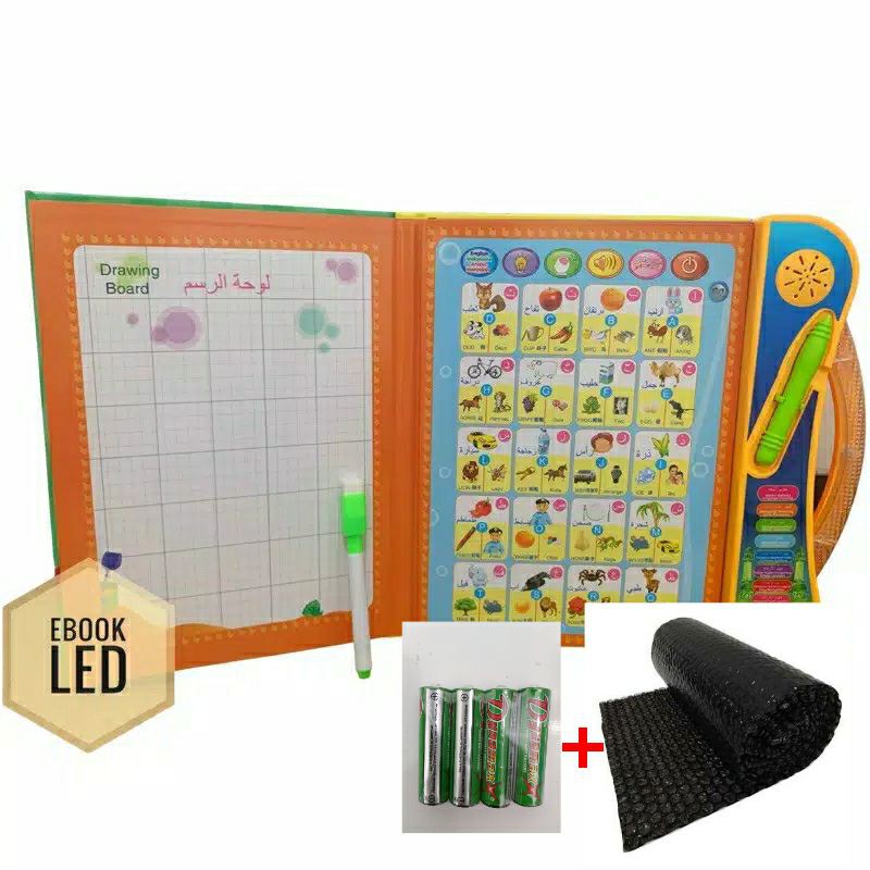 EBOOK LED Mainan Anak Buku Pintar Belajar Membaca Quran Muslim Islam 4 Bahasa ORI SNI / EBOOK 4 LED-LED+btre+bublwrap