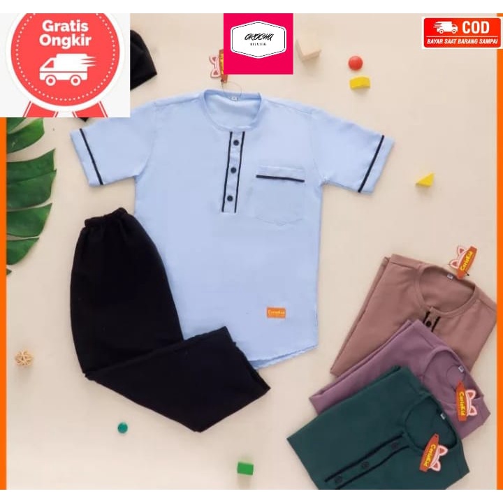 Okocha KOKOKIDS01 Baju Kokoh Anak 0-9 Tahun Import Setelan Celana Dan Peci Baju Koko Premium Quality