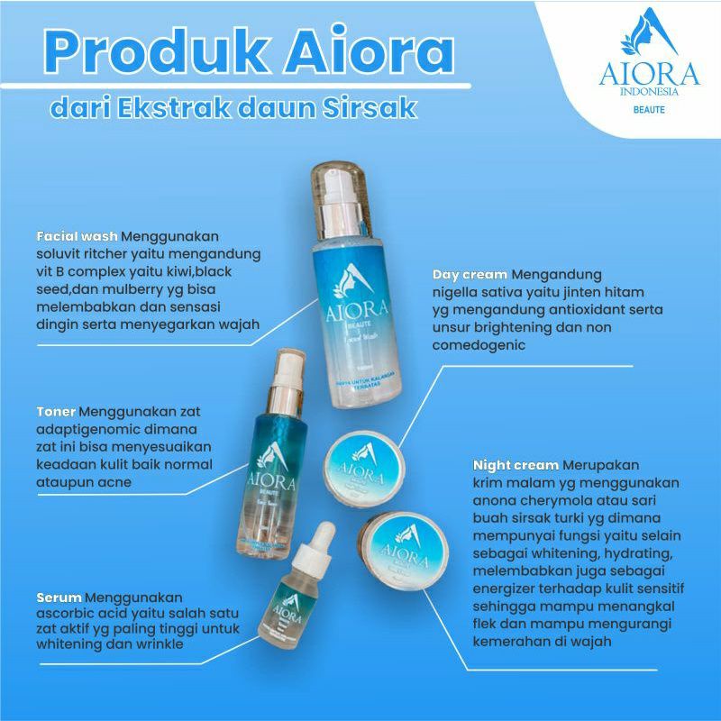 AIORA Beaute Skincare ORI Aiora Beaute BPOM Aiora Beaute Original/skinecare Aditya Zoni