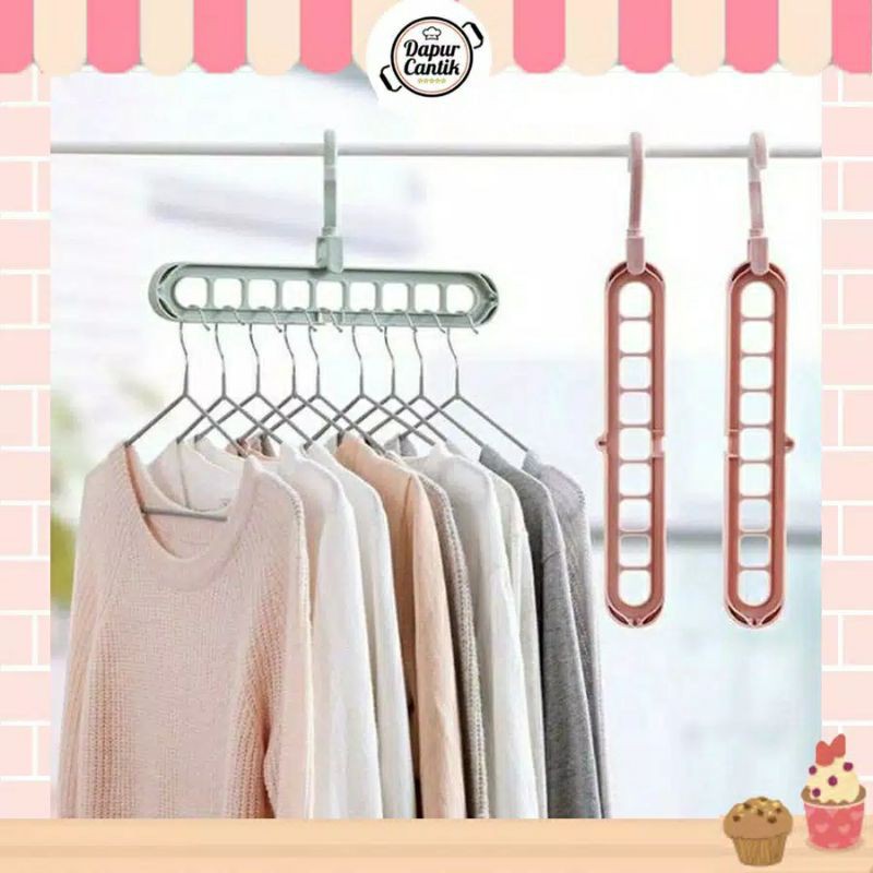 DD2 Gantungan Baju 9 Hanger Slot | Wonder Cantolan Pakaian Celana 9 Lubang | Portable Multifungsi