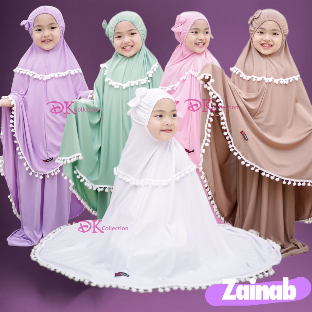 MUKENA ANAK JERSEY PREMIUM ZAINAB SHANZA ALIYAH 2-6 TAHUN / ZHAFIRA ORI DK