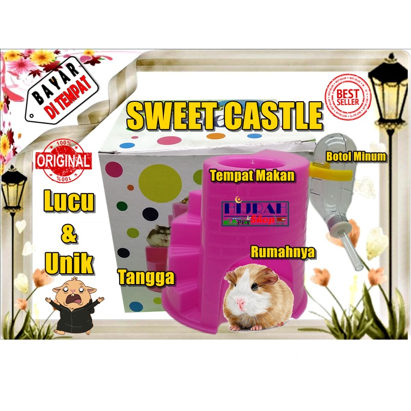 Rumah Hamster Tempat Makan Tempat Minum Hamster Botol Minum Hamster Tempat Sembunyi SWEET CASTLE - W
