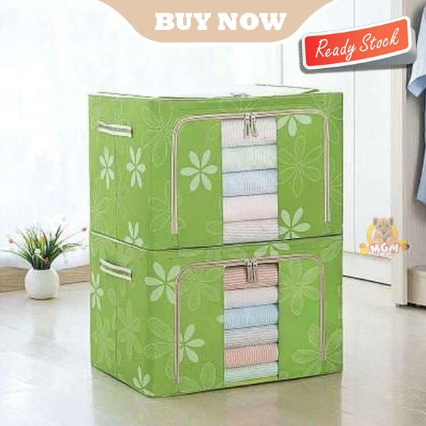 Double Zip Storage Bag Tas Penyimpanan Baju 66L FRAME BESI 50x40x33