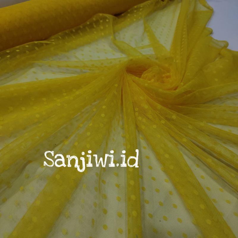 Kain Tile Polkadot/Kain Tille Dot/Soft Tulle-Kuning Kenari