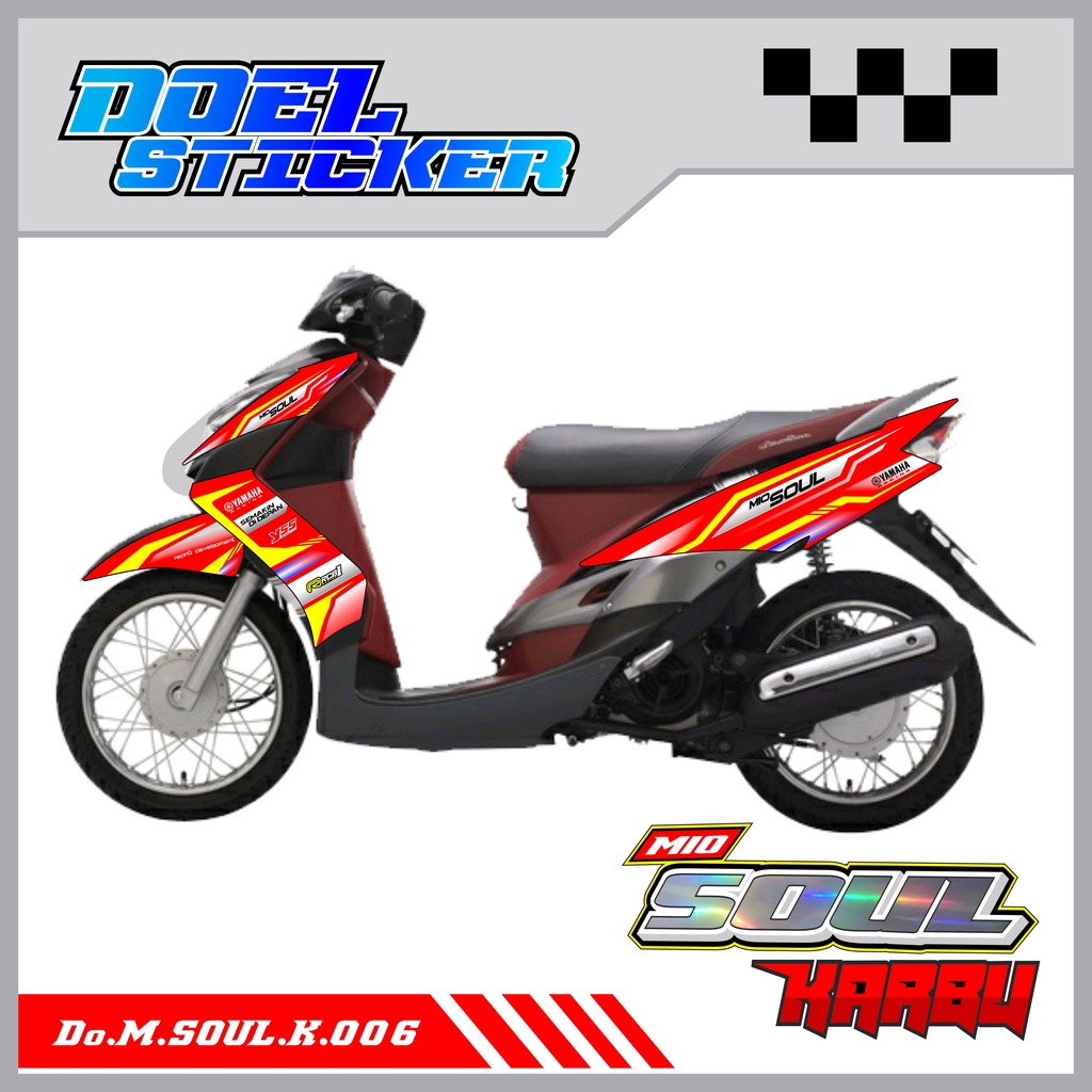 STICKER STRIPING MIO SOUL KARBU - STICKER STRIPING LIST VARIASI HOLOGRAM , CROME YAMAHA MIO SOUL KARBU DOEL 006