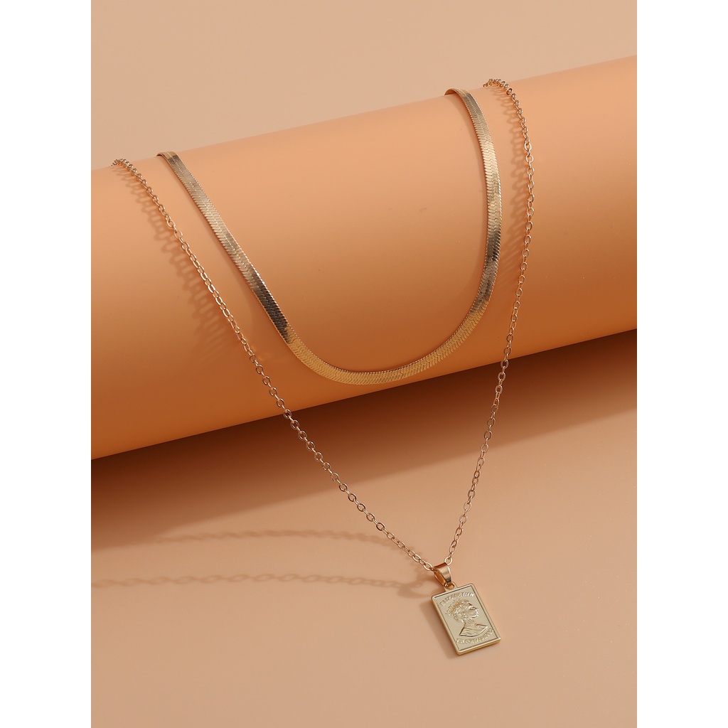 Kalung Rantai multilayer Liontin Koin Gaya retro boho Untuk Wanita