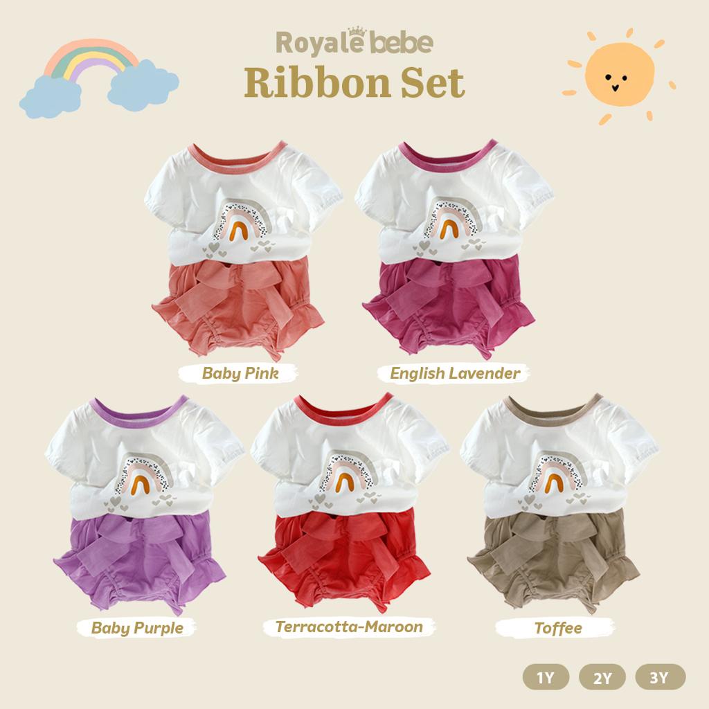 ROYALE BEBE RIBBON SET SETELAN BAJU ANAK MODEL PITA BAJU ANAK PEREMPUAN 1-3 TAHUN